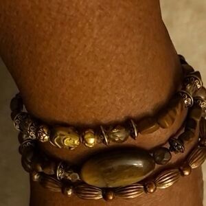 Brown Beaded Bracelet Set